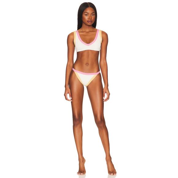 L*Space Lala Bikini Top Ribbed Cream Guava Golden Hour M NWT - Picture 10 of 10